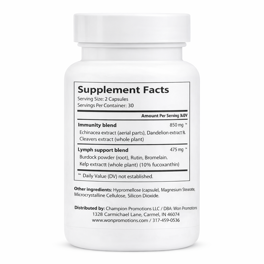 LymphSupport Herbal Supplement for Lymphatic System, 60 Vegetarian Capsules, Immune & Detox Formula