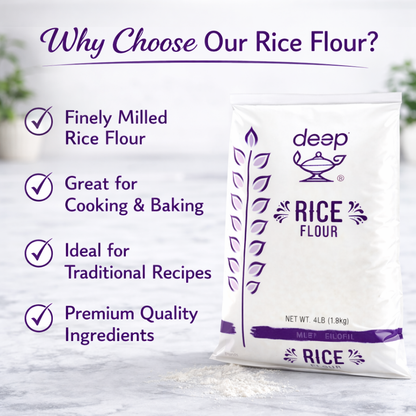 Deep Rice Flour 4 lb, Gluten Free, All Purpose, Baking and Cooking Flour