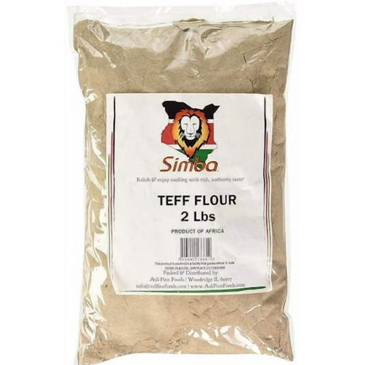 Simba African Teff Flour, 2 Pounds | Perfect for Baking, Flour for Injera | Gluten Free